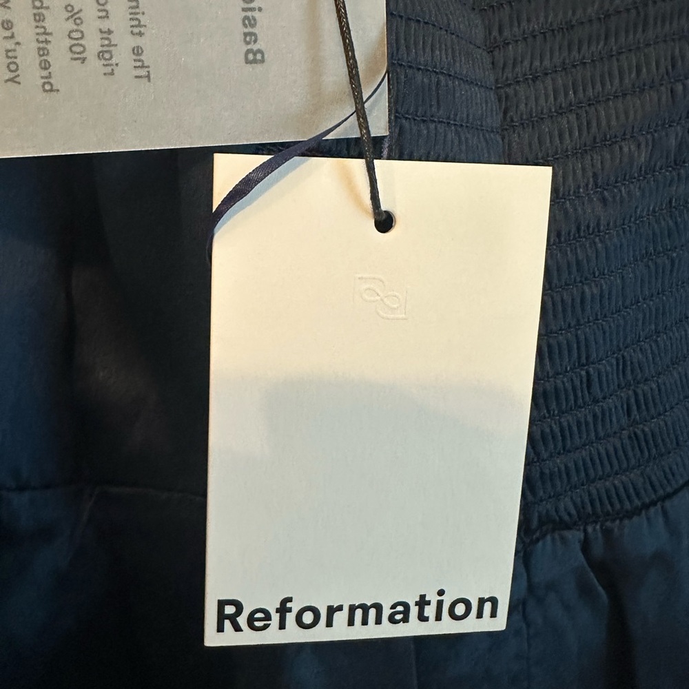 Reformation Deep Navy Satin Square-Neck Maxi Dress - Picture 6 of 7